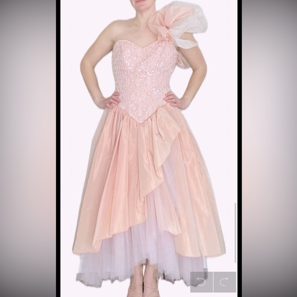 80s vintage prom dress 1980s women’s true vtg extra small Loralie sequins pastel - Picture 8 of 8